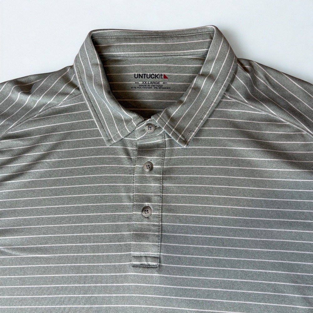 Untuckit Mens Activewear Polo Shirt Short Sleeve XXL Collar Stretch Button Green